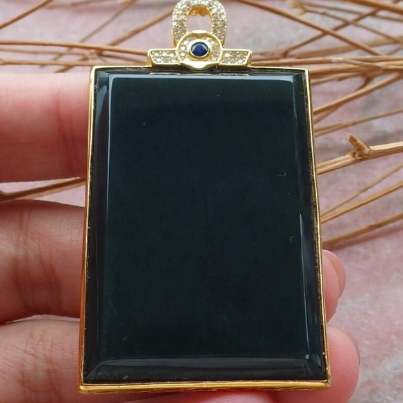 Elegant certificate sterling silver 925 hetian nephrite jade rectangle pendant